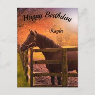 Herbstpferd Happy Geburtstag Personalisiert Postkarte