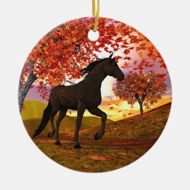 Herbstpferd Keramikornament (Vorne)