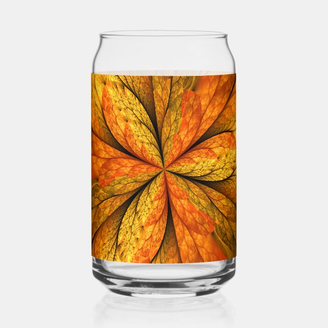 Herbstpflanze, moderne abstrakte fraktale Kunstbla Dosenglas (Vorderseite)