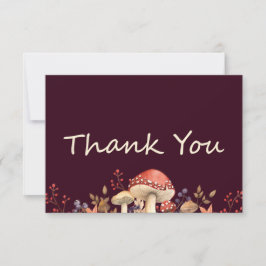 Herbstpilze, Pflanze und Blätter fallen flach ab Dankeskarte