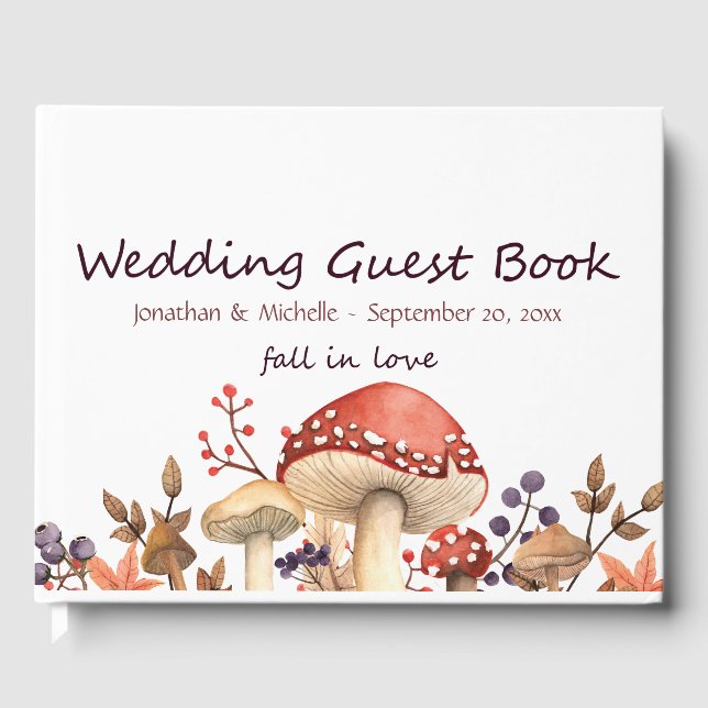 Herbstpilze und Hochzeiten von Pflanze in der Lieb Gästebuch (Vorderseite)