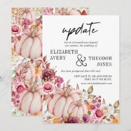 Herbstpink Burgundy Pumpkin Floral Wedding Update Einladung