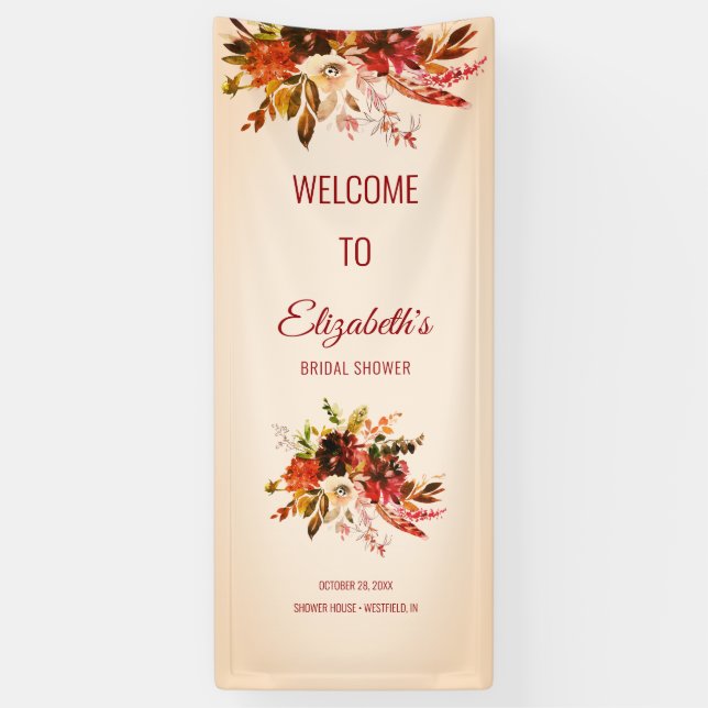Herbstplendor errötete Elfenbeinküste Brautparty Banner (Vertikal)