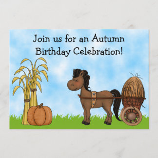 Herbstpony Geburtstagseinladung - Jungen Einladung