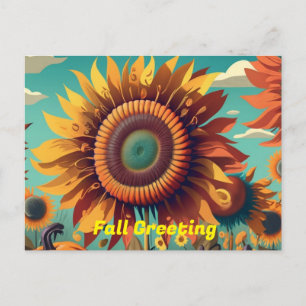 Herbstpostkarte, Herbst Sonnenblumen Grußkarte, Postkarte