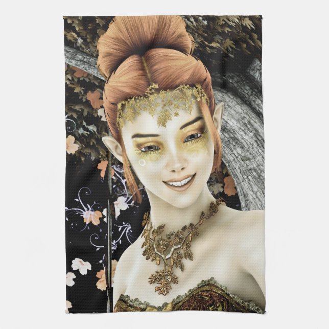 Herbstprinzessin Geschirrtuch (Vertikal)
