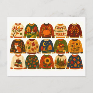 Herbstpullover-Collage Postkarte