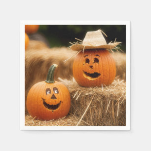 Herbstpumpen auf dem Hay Bale Serviette