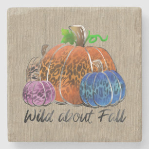 Herbstpumpen auf Karierten Herbstplätzen von Fall Steinuntersetzer