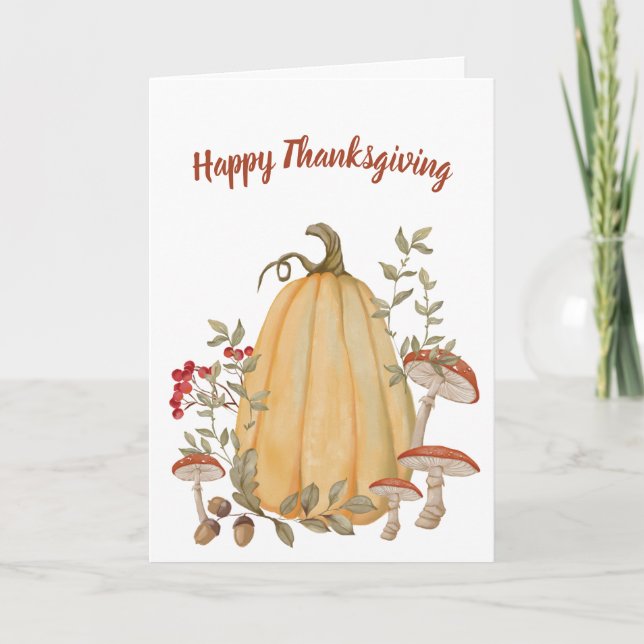 Herbstpumpen florales Glück Thanksgiving Karte (Vorderseite)