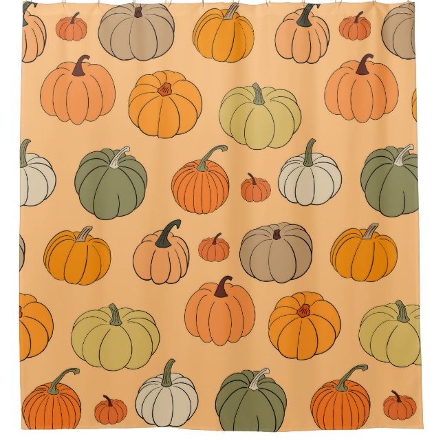 Herbstpumpen, handGezeichnet Nahtlos Vintag. Duschvorhang (Vorderseite)