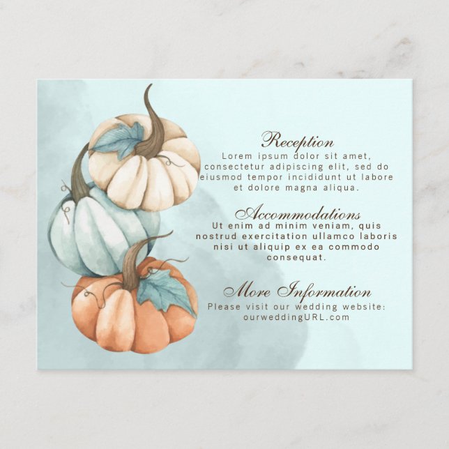 Herbstpumpen Hochzeitsszenario Begleitkarte (Vorderseite)