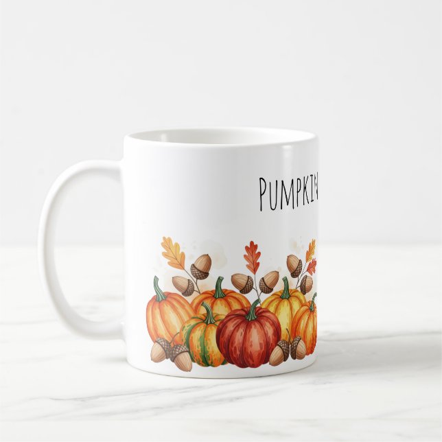 Herbstpumpen mit Acorns Kaffeetasse (Links)
