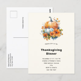 Herbstpumpen mit Blume Erntedank Dinner Postkarte