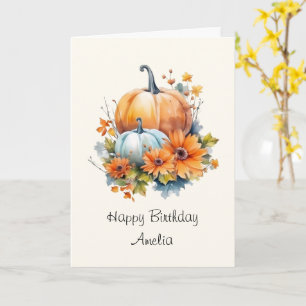 Herbstpumpen mit Blume und Blättern Geburtstag Karte