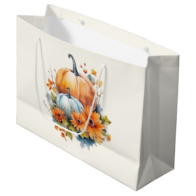 Herbstpumpen mit Blume und Folies Große Geschenktüte (Vorderseite Schrägansicht)