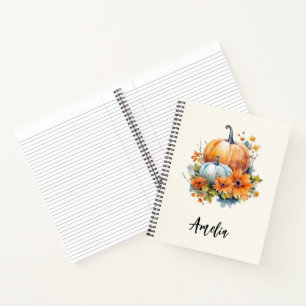 Herbstpumpen mit Blume und Folies Notizbuch