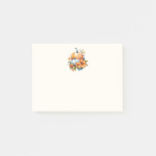 Herbstpumpen mit Blume und Folies Post-it Klebezettel