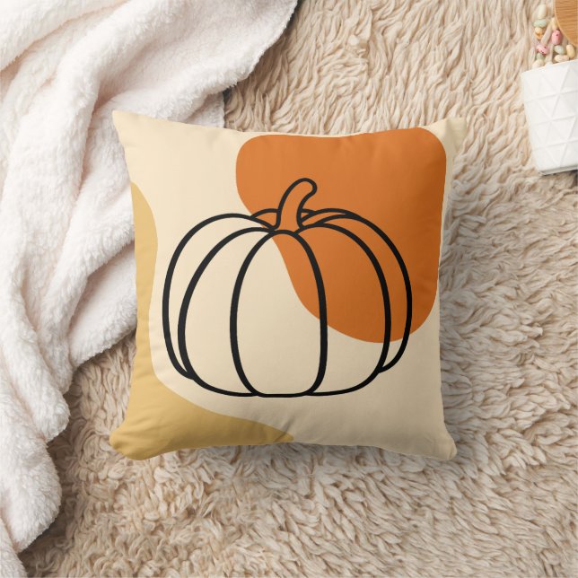 Herbstpumpen mit orangefarbenem Block und Abstrakt Kissen (Decke)