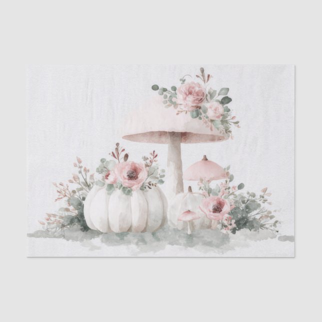 Herbstpumpen, Pilze und Blume fallen Entfallen Seidenpapier (Vorderseite)