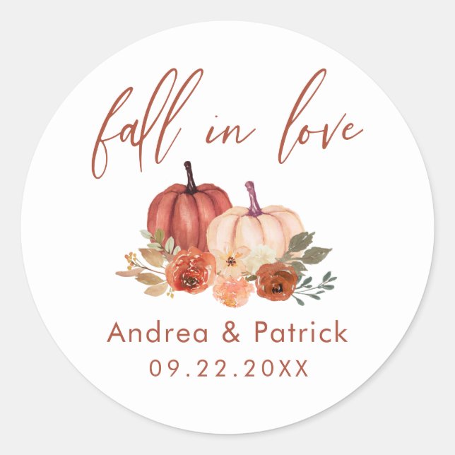 Herbstpumpen Terracotta Herbst Liebe Hochzeit Runder Aufkleber (Vorderseite)