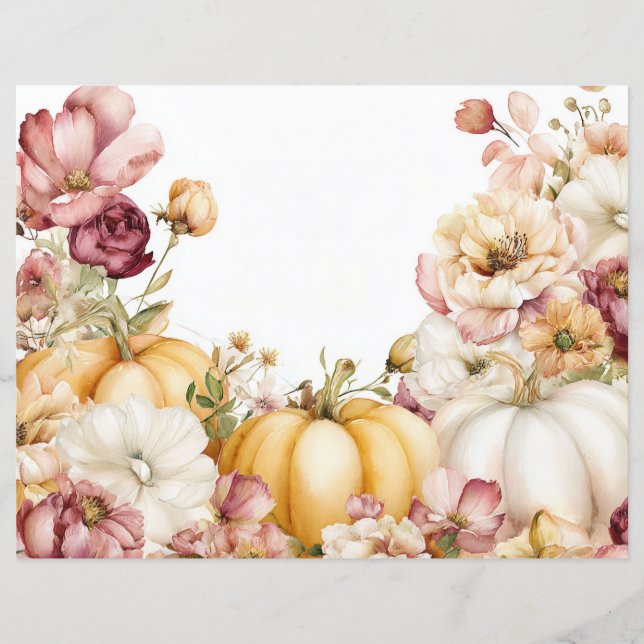 Herbstpumpen und Blume fallen Scapbook Paper (Vorderseite)
