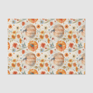 Herbstpumpen und Blume fallen Seidenpapier