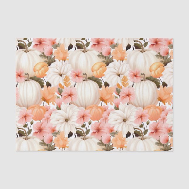 Herbstpumpen und Blume fallen Seidenpapier (Vorderseite)