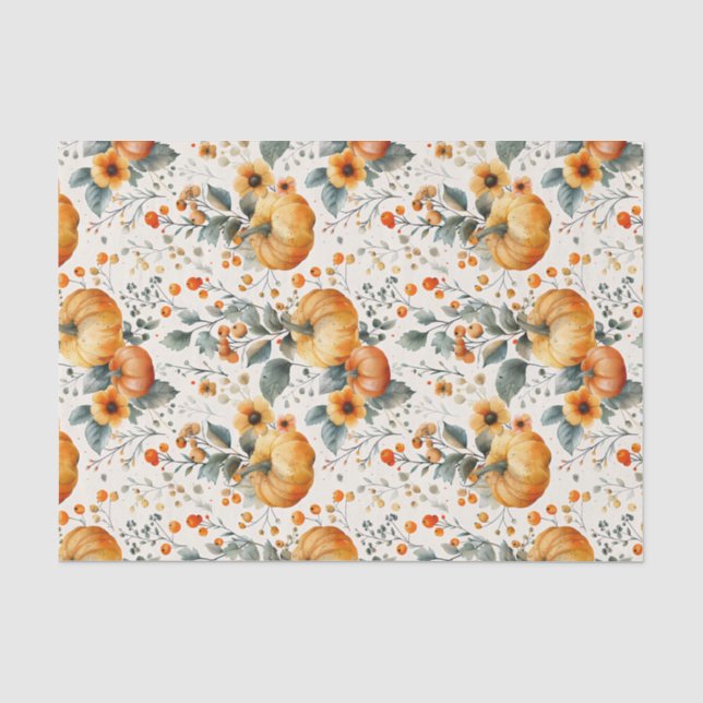Herbstpumpen und Blume fallen Seidenpapier (Vorderseite)