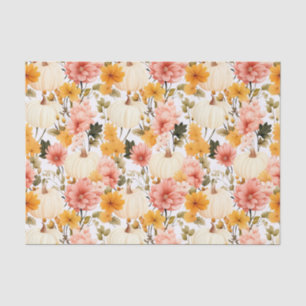 Herbstpumpen und Blume fallen Seidenpapier