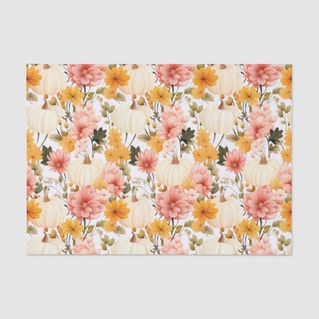 Herbstpumpen und Blume fallen Seidenpapier (Vorderseite)