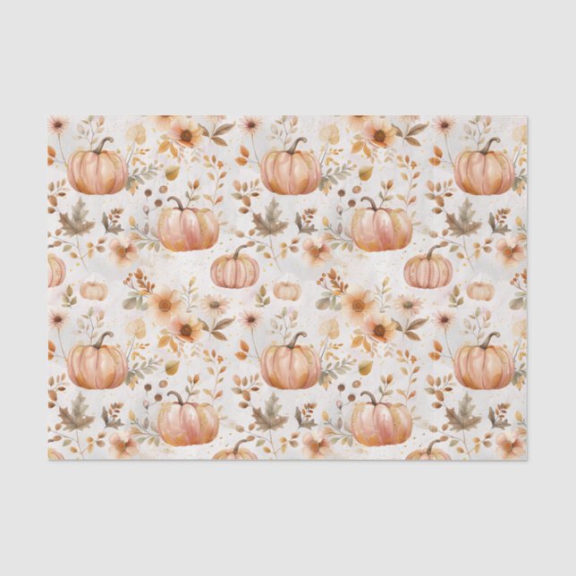 Herbstpumpen und Blume fallen Seidenpapier (Vorderseite)