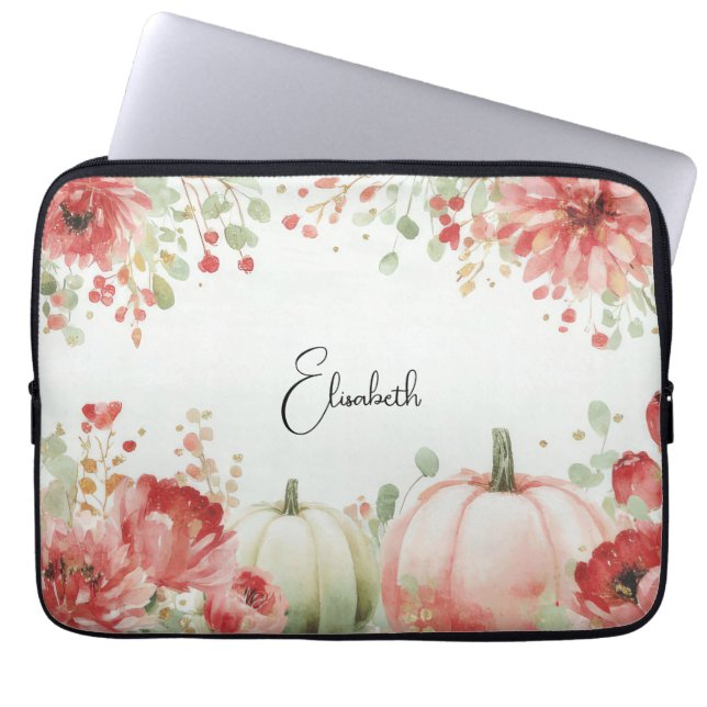 Herbstpumpen und Blume Laptopschutzhülle (Vorderseite)