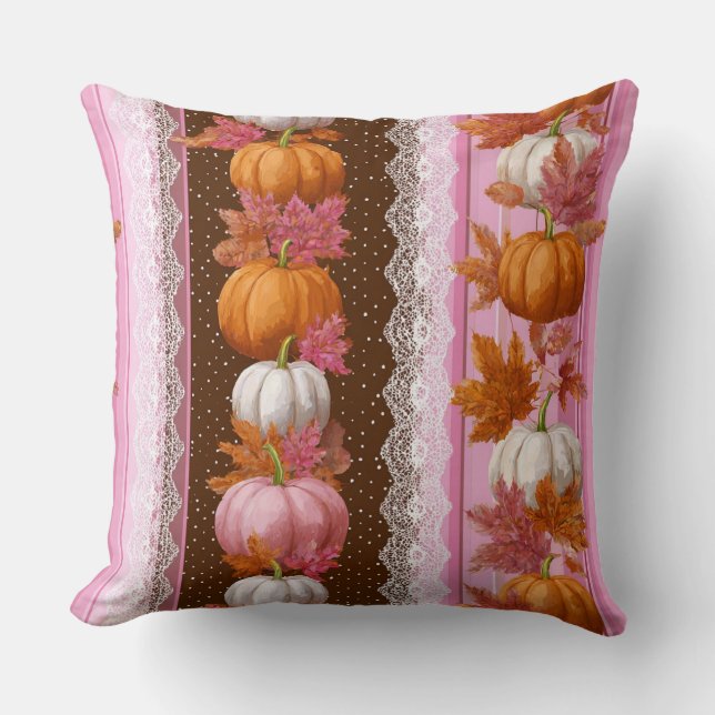 Herbstpumpen und Blumenspitzen Nahtloses Muster (2 Kissen (Vorderseite)