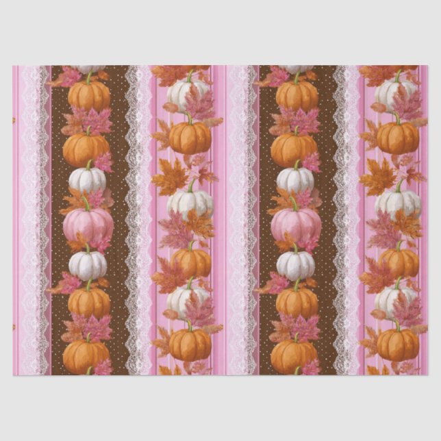 Herbstpumpen und Blumenspitzen Nahtloses Muster (2 Seidenpapier (Vorderseite)