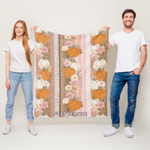 Herbstpumpen und Blumenspitzen Nahtloses Muster Fleecedecke