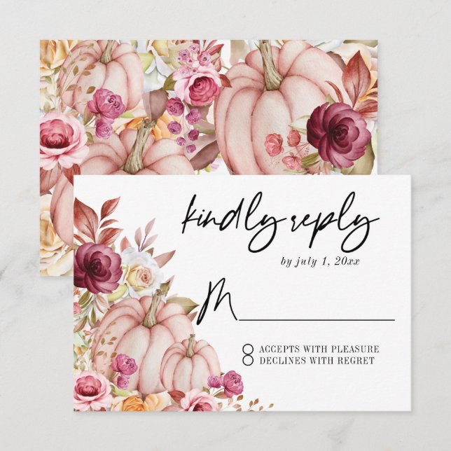 Herbstpumpenhochzeit RSVP Karte (Vorne/Hinten)