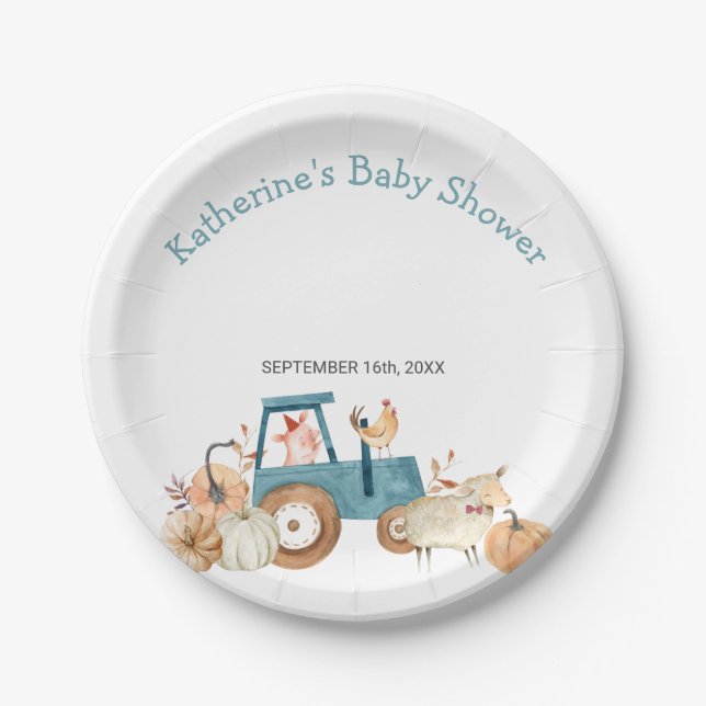 Herbstpumpenzüchter Tiertraktor Pappteller (Vorderseite)