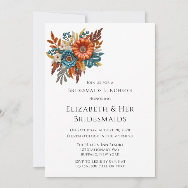 Herbstreihenfolge Blossoms Bridesmaier Luncheon Einladung (Vorderseite)
