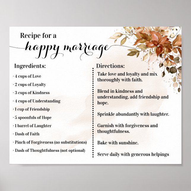 Herbstrezept für eine glückliche Ehe Neugeburt Ges Poster (Vorne)