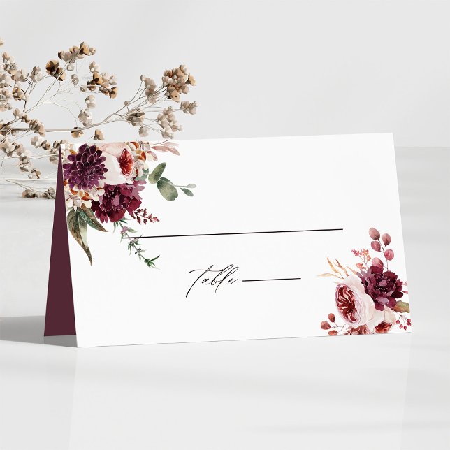 Herbstromanische Blumenhochzeit Personalisiert Platzkarte (Von Creator hochgeladen)