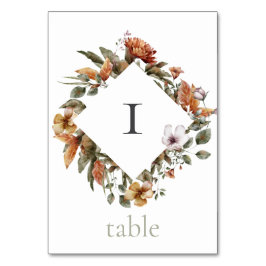 Herbstromanische Blumenhochzeit Tischnummer