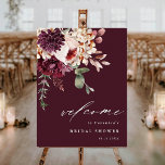 Herbstromantik Burgund Brautparty Begrüßungszeiche Poster<br><div class="desc">Dieses Begrüßungsschild aus dem Brautparty besticht durch eine Blume aus Dahlien,  Rose aus dem Garten und Pony in bordeauxrot,  Maron und Rosa über den Herbstlauben. Klicken Sie auf die SCHALTFLÄCHE BLAUE DESIGN TOOL,  um eine erweiterte Anpassung dieses Designs zu erhalten. Matching-Elemente sind ebenfalls verfügbar.</div>