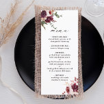 Herbstromantische Hochzeit mit Wasserfarben Menükarte<br><div class="desc">Dieses Hochzeitsmenü bietet Blume-Bouquets aus Dahlien,  Rose aus dem Garten und Pony in Bordeaux,  Maron und Rosa über den Herbstlauben. Klicken Sie auf die SCHALTFLÄCHE BLAUE DESIGN TOOL,  um eine erweiterte Anpassung dieses Designs zu erhalten. Matching-Elemente sind ebenfalls verfügbar.</div>