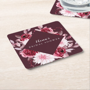 Herbstromanze Goldrahmen Florale Hochzeitsdusche Rechteckiger Pappuntersetzer