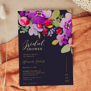Herbstrosa lila florales Brautparty Folieneinladung