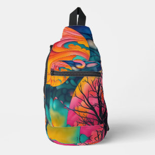 Herbstrosa N Gold Vollmond Silhouette Crossbody Bag