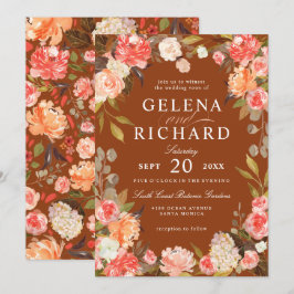 Herbstrost Peach Olive Wasserfarbe Blumenzehen Einladung