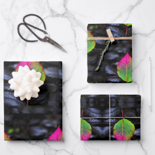 Herbstrost - Rustikales rotes Leaf-Papier Geschenkpapier Set