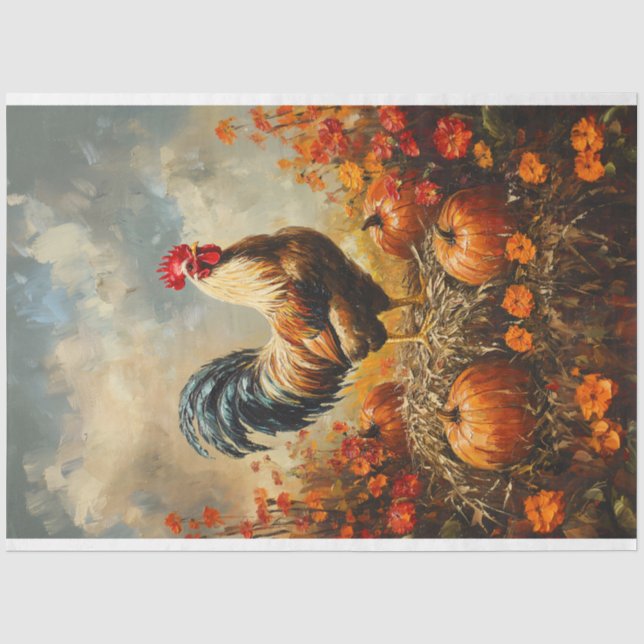 Herbstroster mit Pumpkins-Entkundung Seidenpapier (Vorderseite)